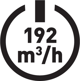 Szívóteljesítmény 192 m³/óra