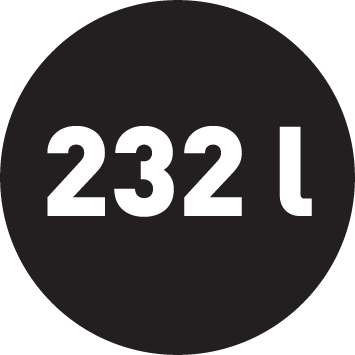 Fagyasztó űrtartalom 232 liter